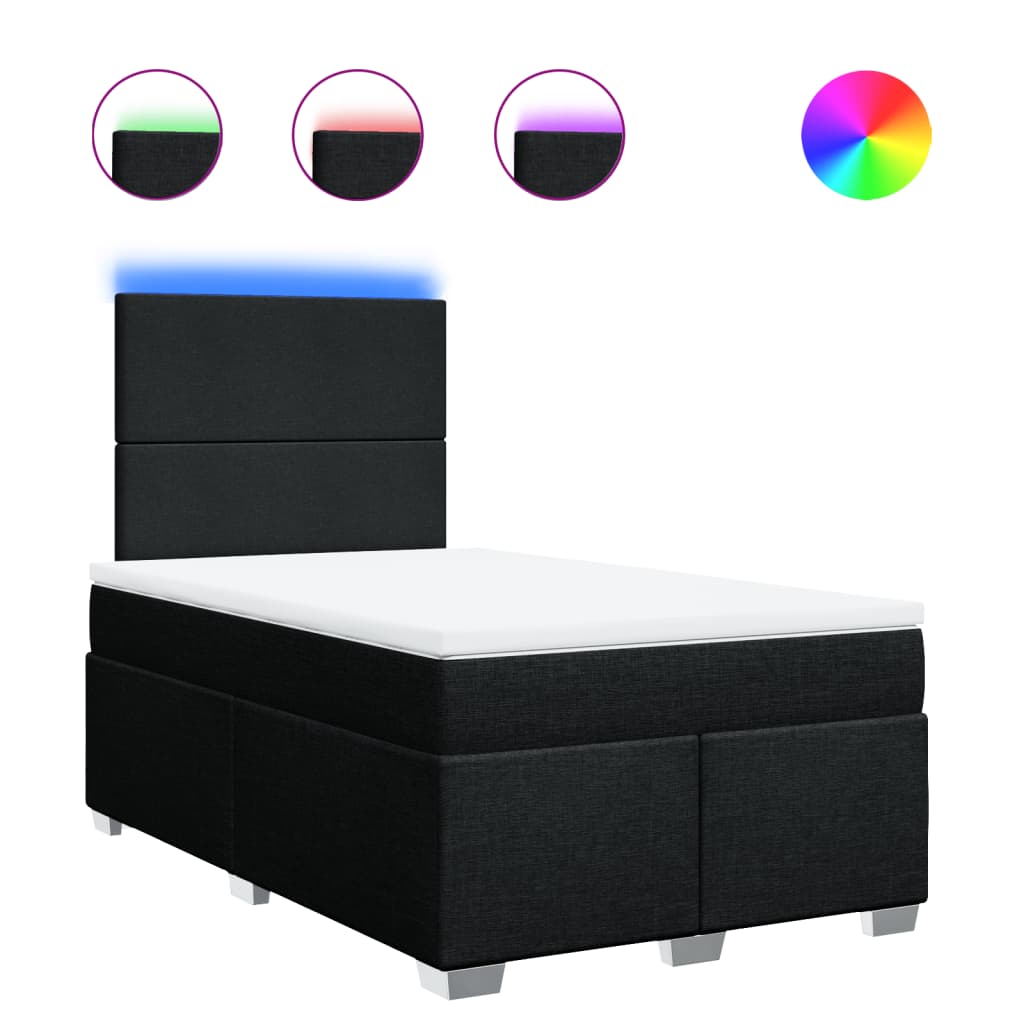 Giroletto a Molle con Materasso Nero 120x190 cm in Tessuto - homemem39