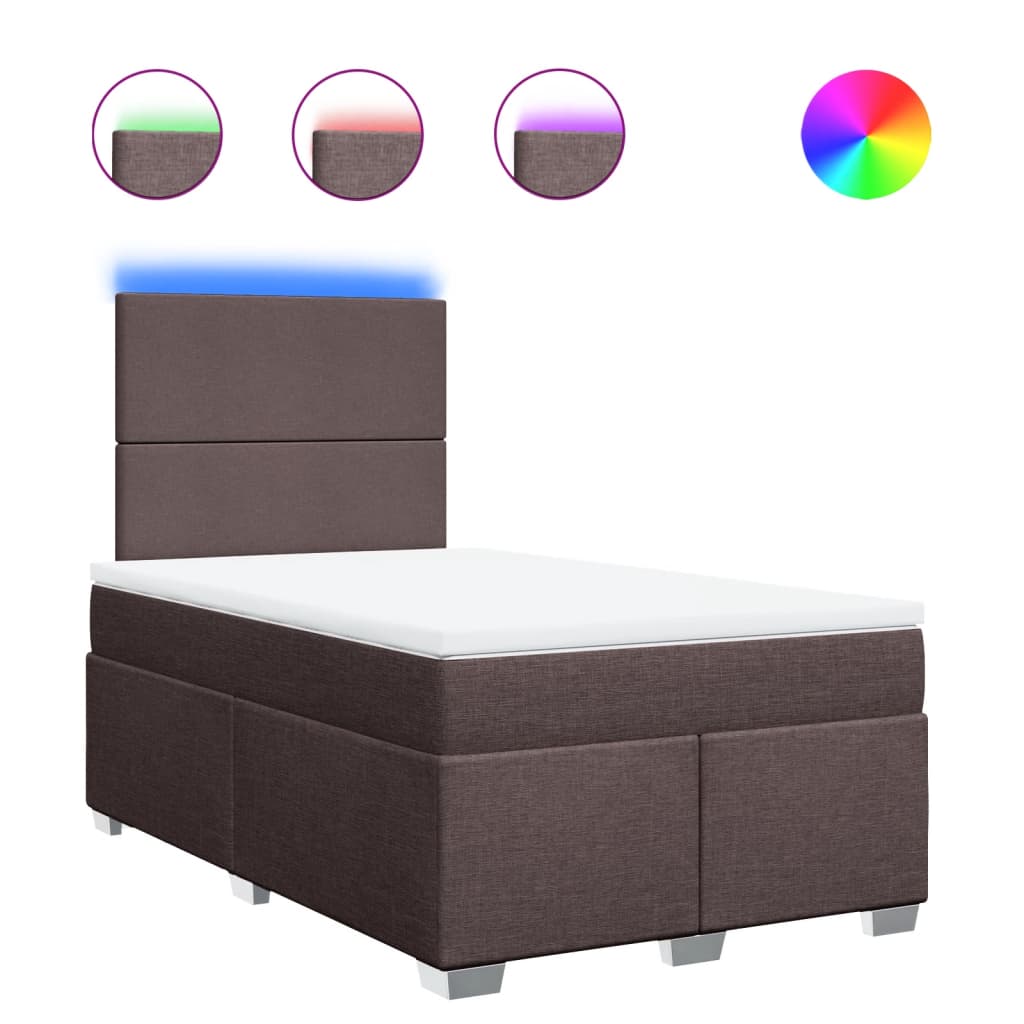 Giroletto a Molle con Materasso Marrone Scuro 120x190cm Tessuto | homemem39