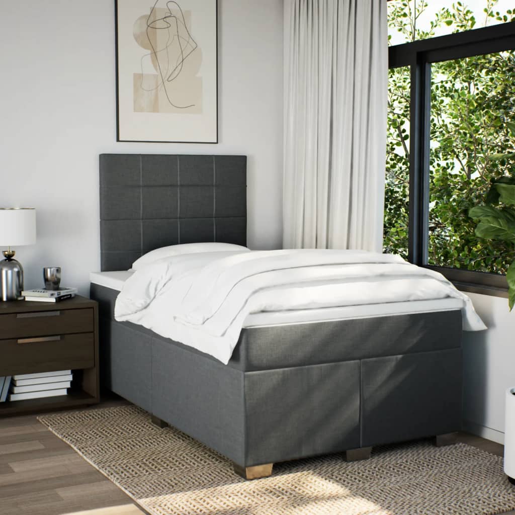 Giroletto a Molle con Materasso Grigio Scuro 120x190cm Tessuto