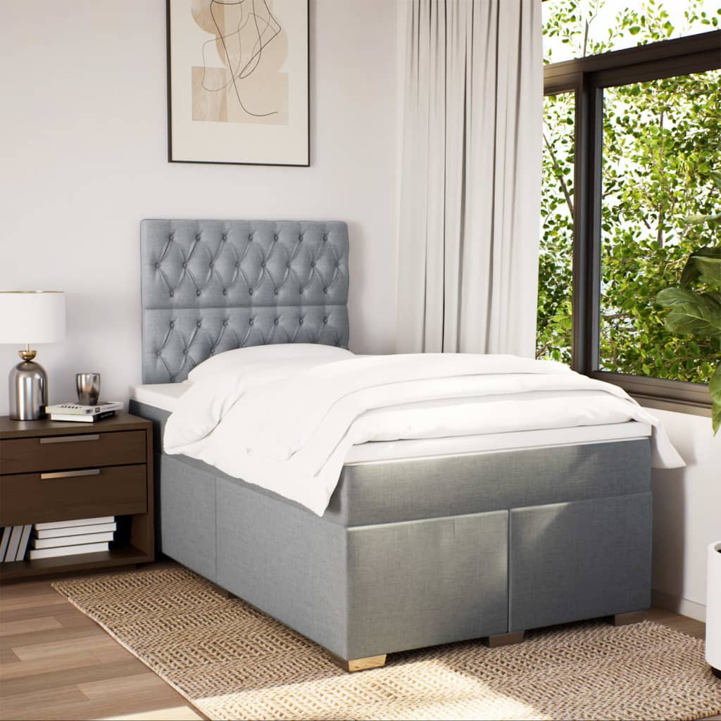 Giroletto a Molle con Materasso Grigio Chiaro 120x190cm Tessuto