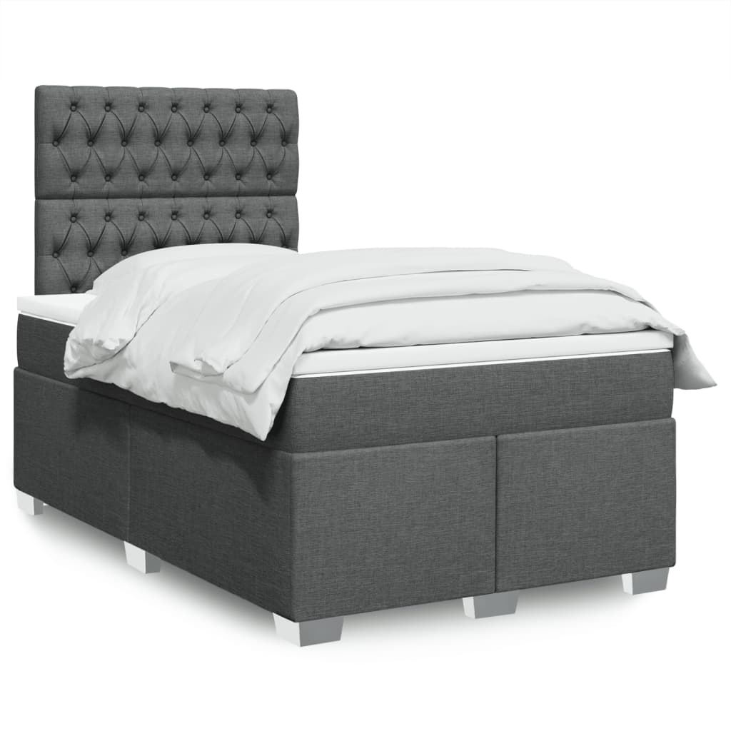 Giroletto a Molle con Materasso Grigio Scuro 120x190cm Tessuto