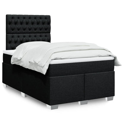 Giroletto a Molle con Materasso Nero 120x190 cm in Tessuto