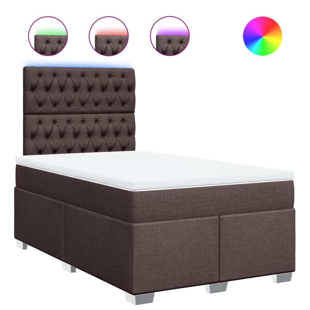 Giroletto a Molle con Materasso Marrone Scuro 120x190cm Tessuto | homemem39