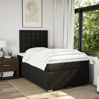 Giroletto a Molle con Materasso Nero 120x190 cm in Tessuto