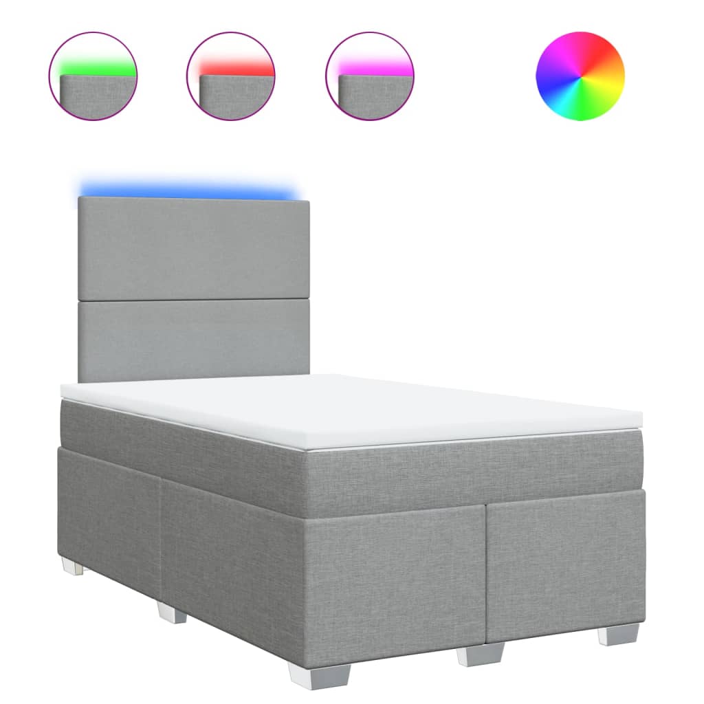 Giroletto a Molle con Materasso Grigio Chiaro 120x200cm Tessuto