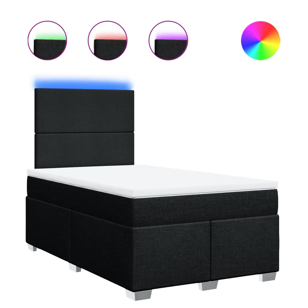 Giroletto a Molle con Materasso Nero 120x200 cm in Tessuto - homemem39