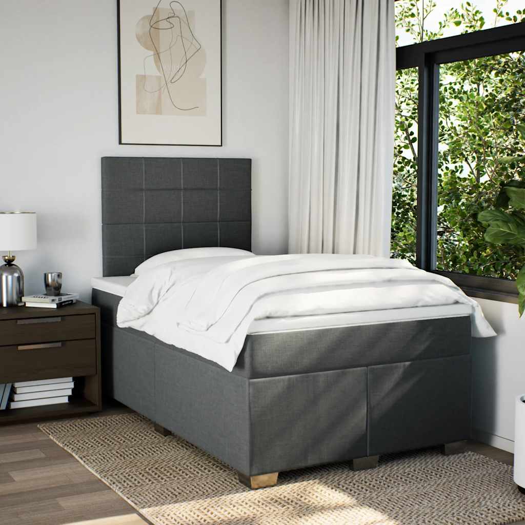 Giroletto a Molle con Materasso Grigio Scuro 120x200 cm Tessuto