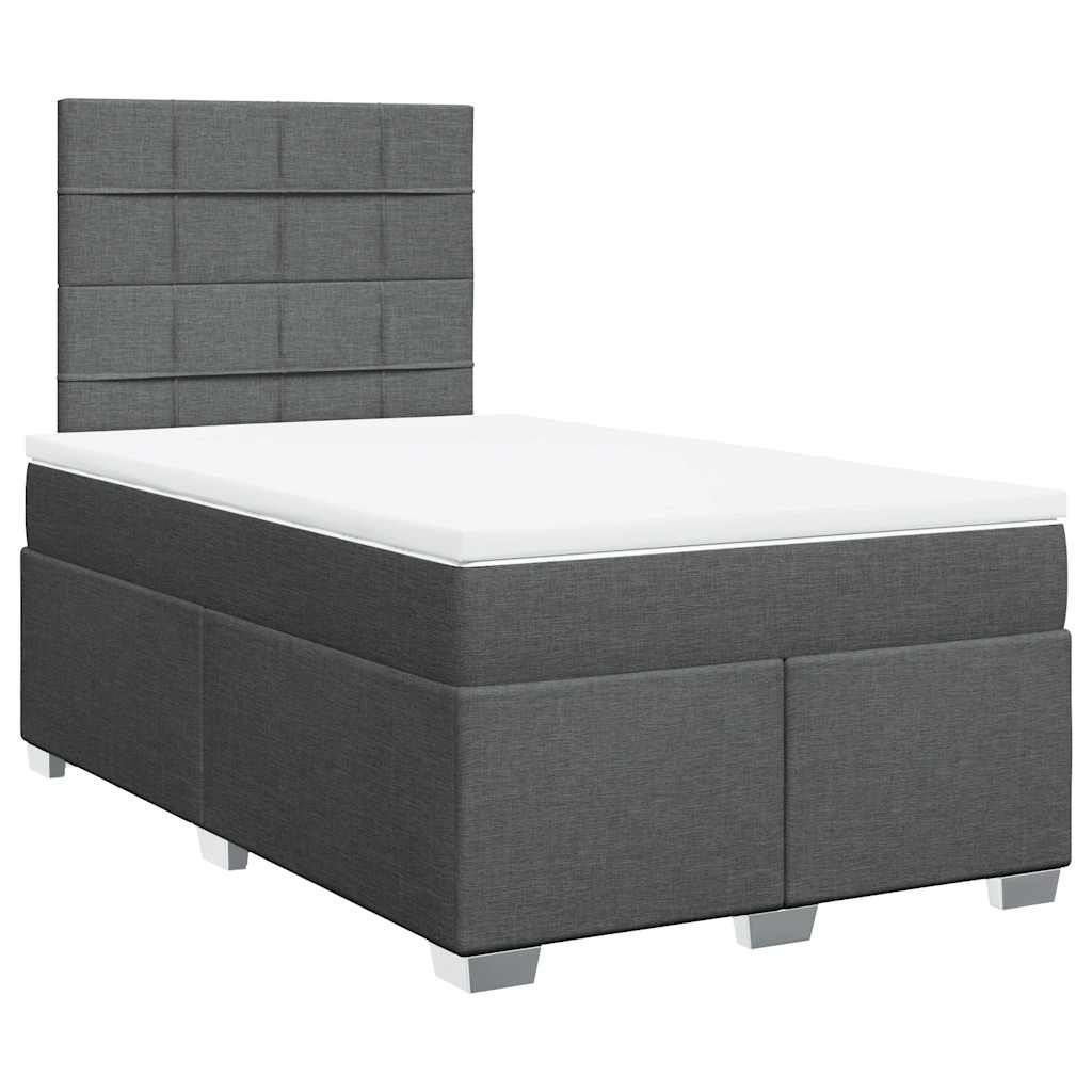 Giroletto a Molle con Materasso Grigio Scuro 120x200 cm Tessuto