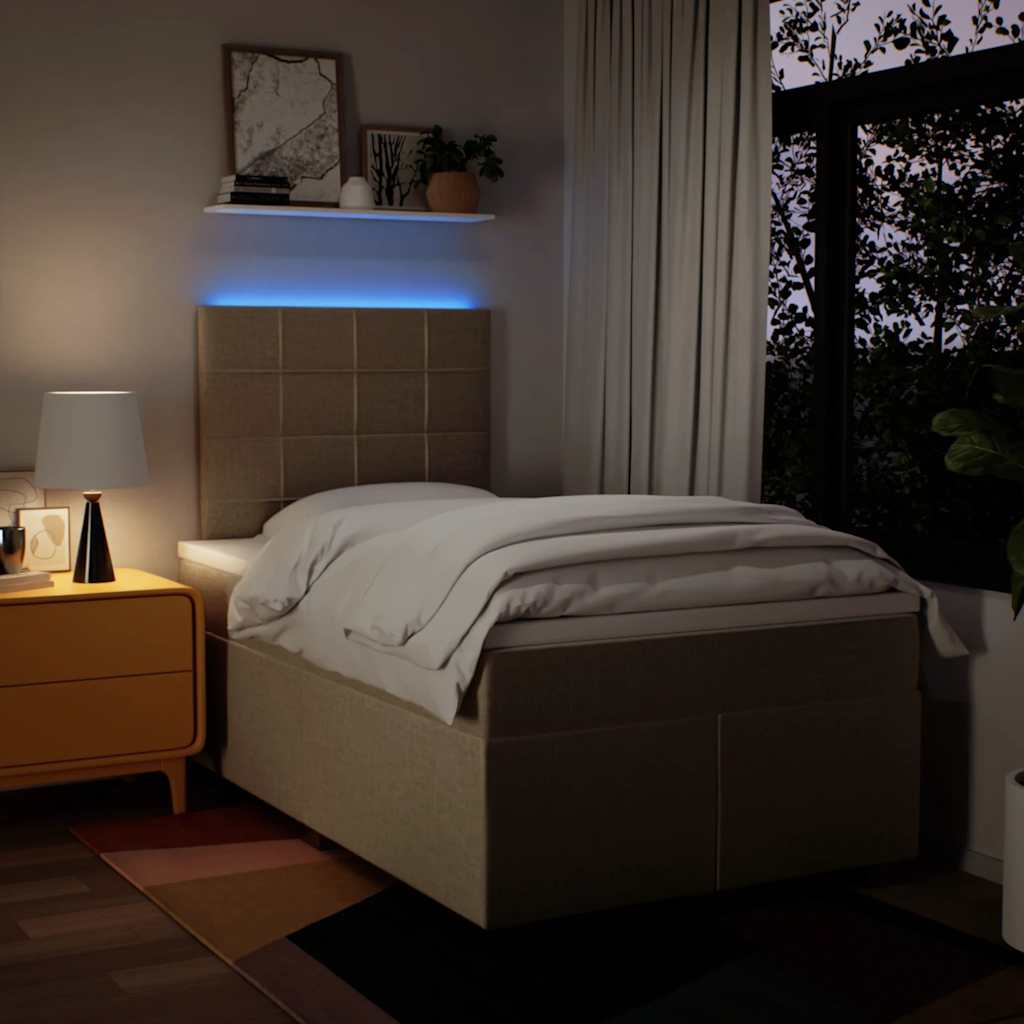 Giroletto a Molle con Materasso Crema 120x200 cm in Tessuto - homemem39