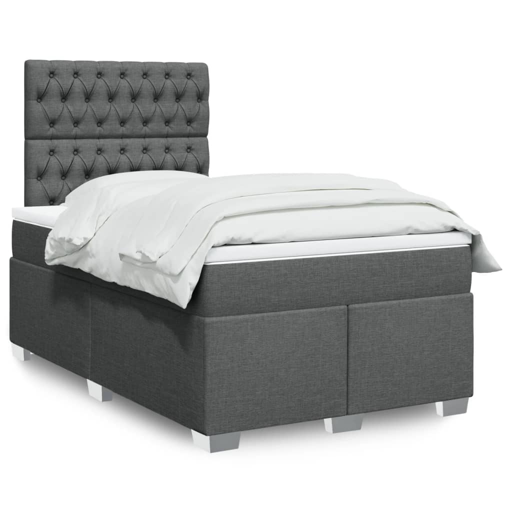 Giroletto a Molle con Materasso Grigio Scuro 120x200 cm Tessuto