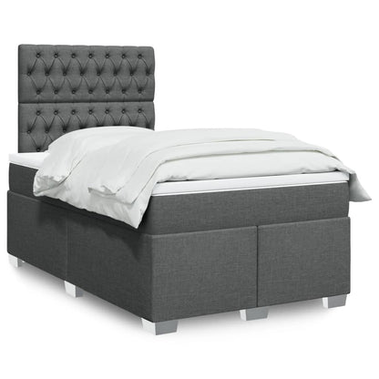 Giroletto a Molle con Materasso Grigio Scuro 120x200 cm Tessuto