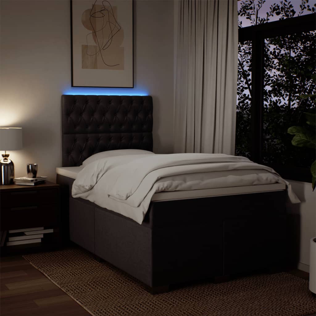 Giroletto a Molle con Materasso Marrone Scuro 120x200cm Tessuto - homemem39