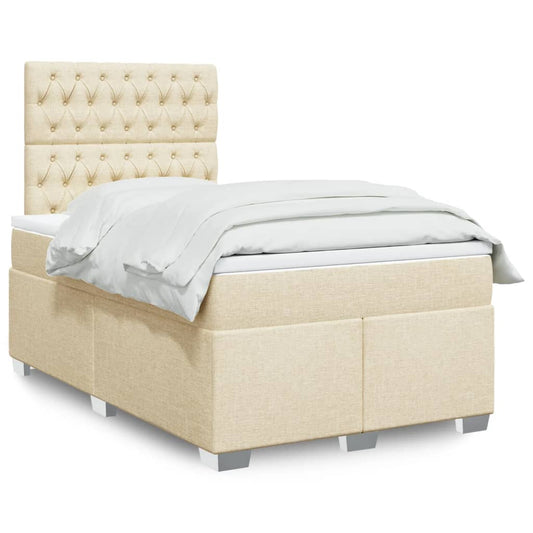 Giroletto a Molle con Materasso Crema 120x200 cm in Tessuto