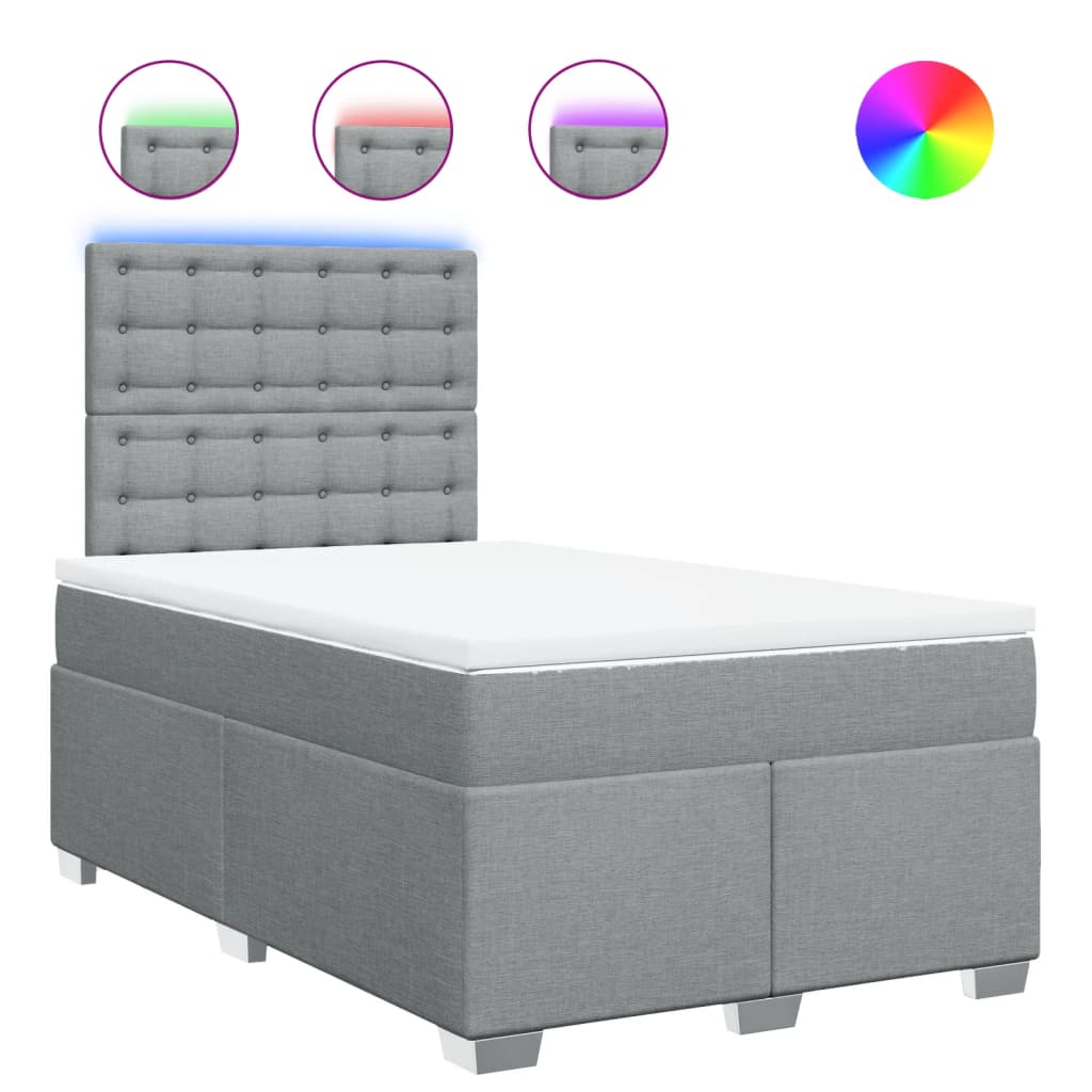 Giroletto a Molle con Materasso Grigio Chiaro 120x200cm Tessuto