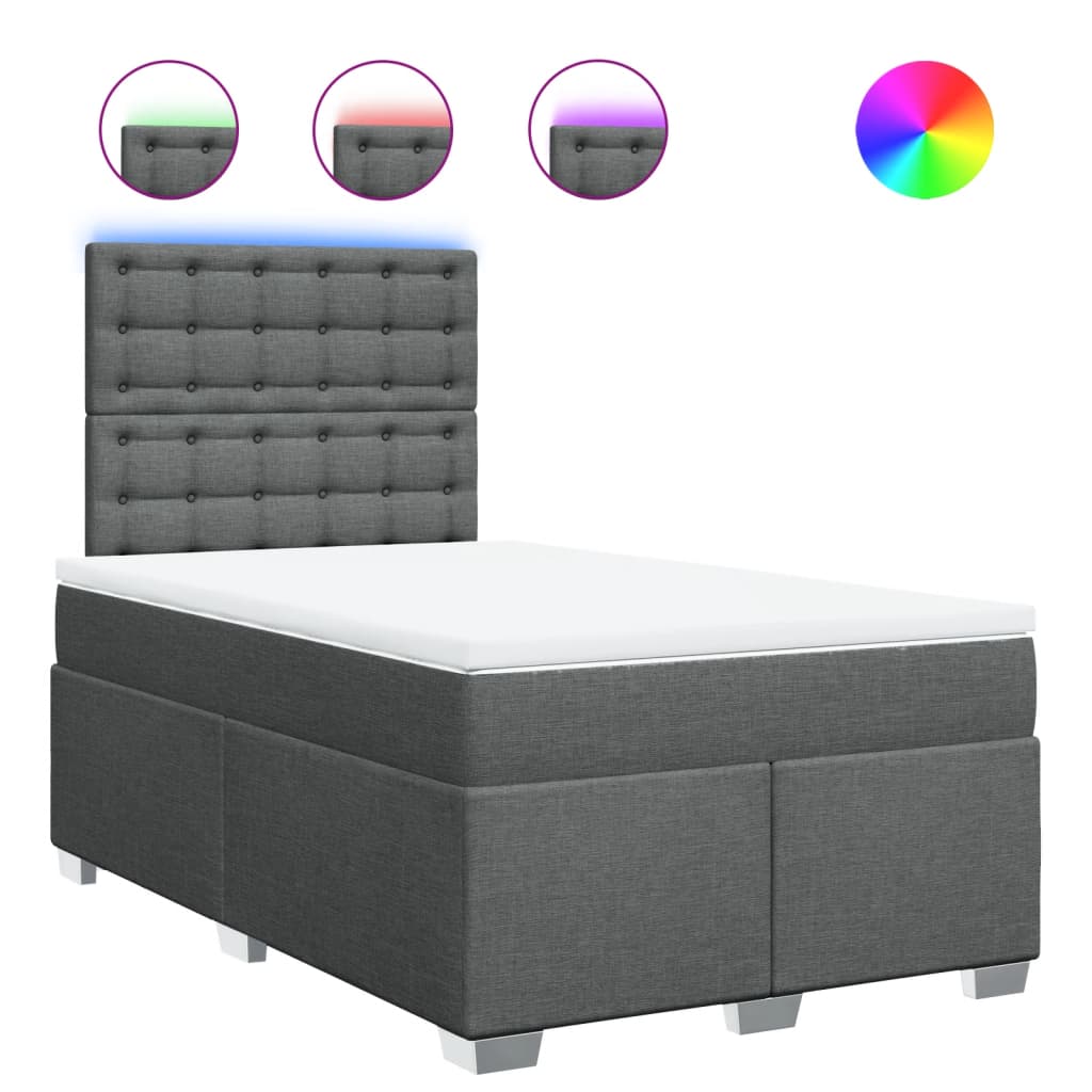 Giroletto a Molle con Materasso Grigio Scuro 120x200 cm Tessuto - homemem39