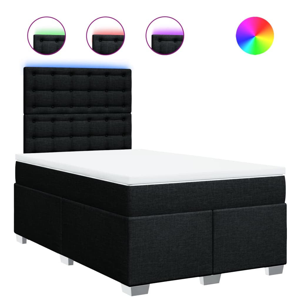 Giroletto a Molle con Materasso Nero 120x200 cm in Tessuto - homemem39