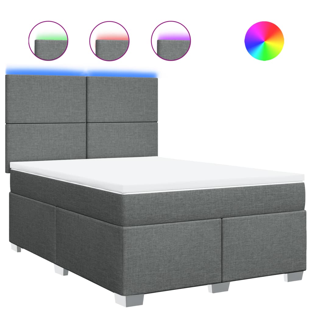 Giroletto a Molle con Materasso Grigio Scuro 140x190 cm Tessuto | homemem39