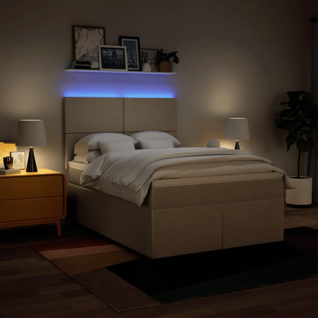 Giroletto a Molle con Materasso Crema 140x19 cm in Tessuto | homemem39