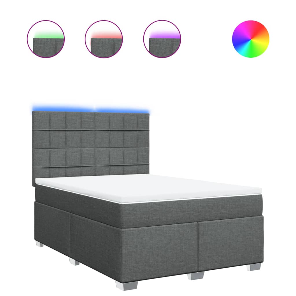 Giroletto a Molle con Materasso Grigio Scuro 140x190 cm Tessuto | homemem39