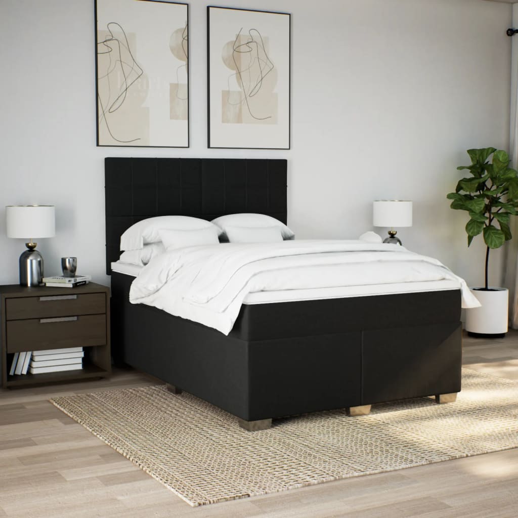 Giroletto a Molle con Materasso Nero 140x190 cm in Tessuto