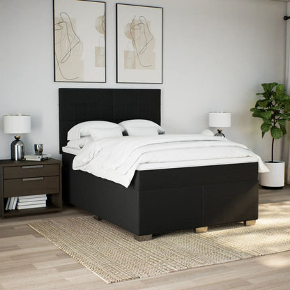 Giroletto a Molle con Materasso Nero 140x190 cm in Tessuto