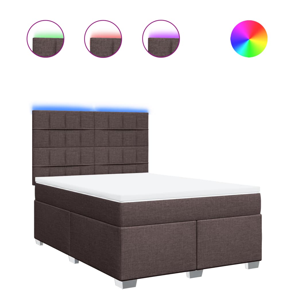 Giroletto a Molle con Materasso Marrone Scuro 140x190cm Tessuto | homemem39