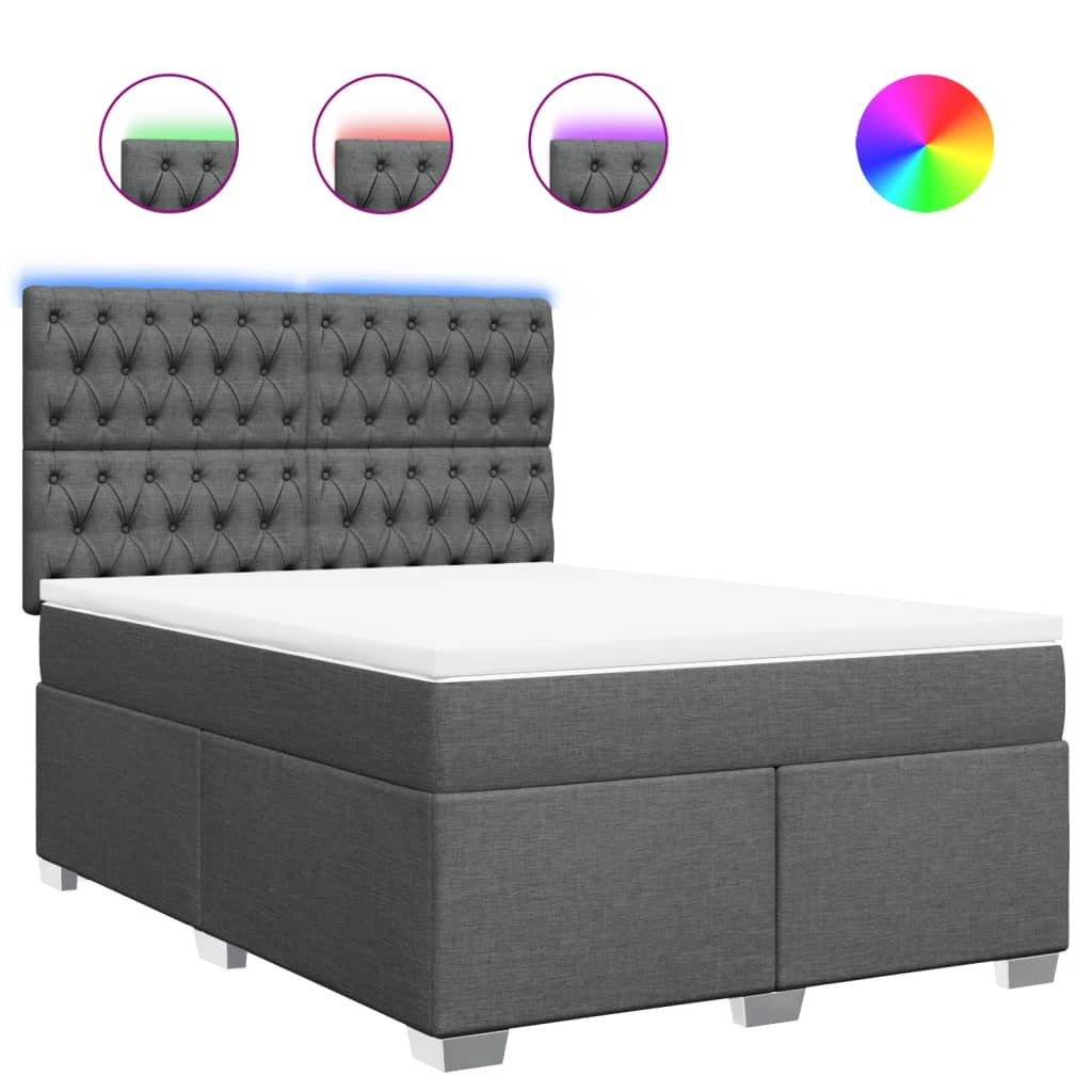 Giroletto a Molle con Materasso Grigio Scuro 140x190 cm Tessuto | homemem39