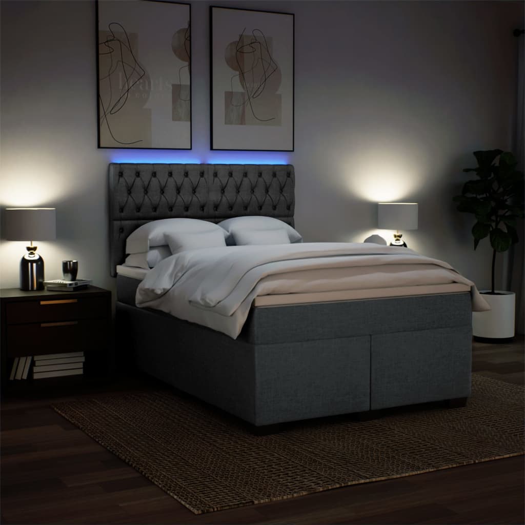 Giroletto a Molle con Materasso Grigio Scuro 140x190 cm Tessuto | homemem39