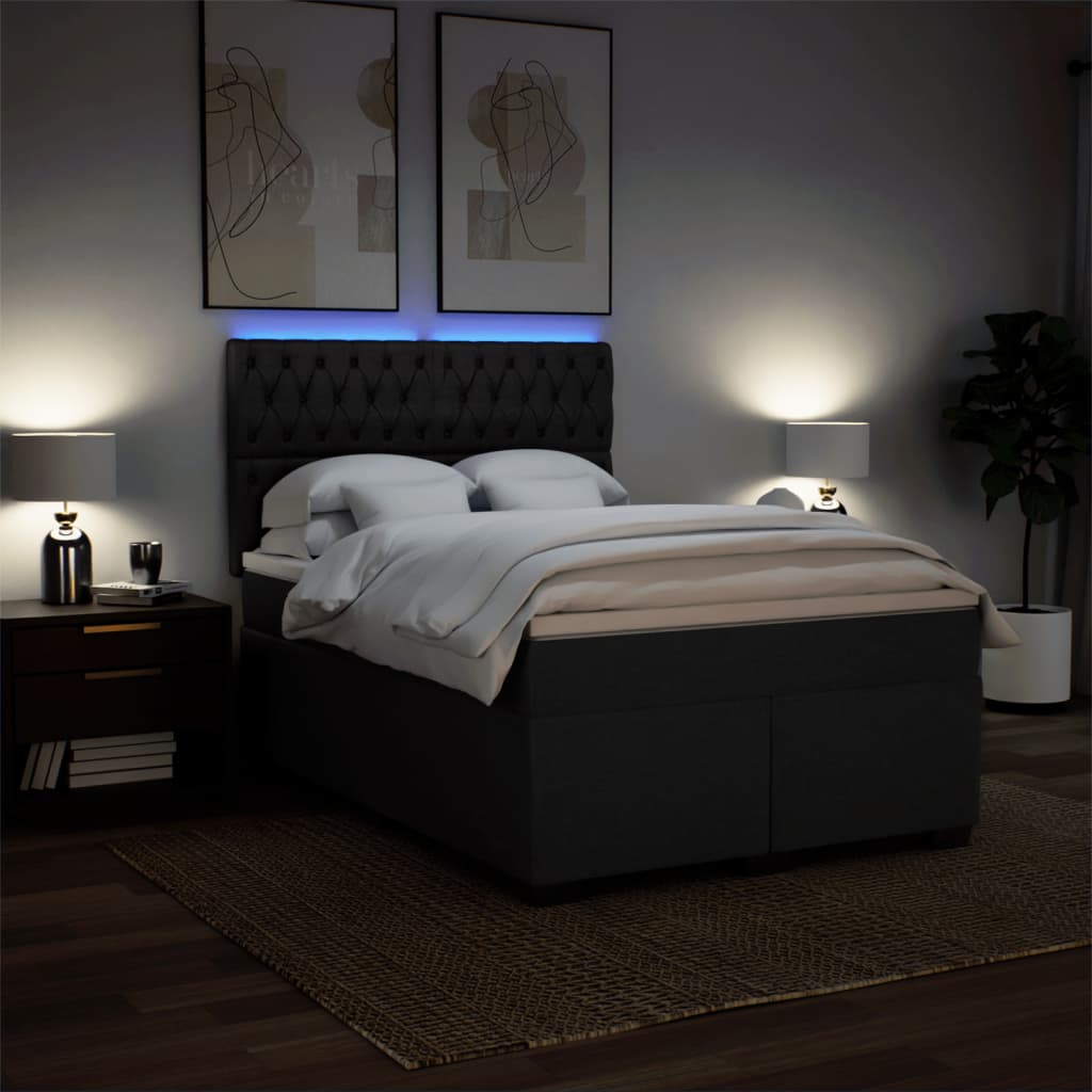 Giroletto a Molle con Materasso Nero 140x190 cm in Tessuto | homemem39