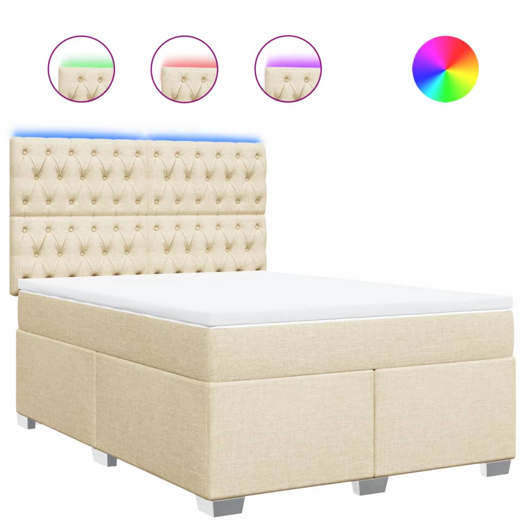 Giroletto a Molle con Materasso Crema 140x19 cm in Tessuto | homemem39