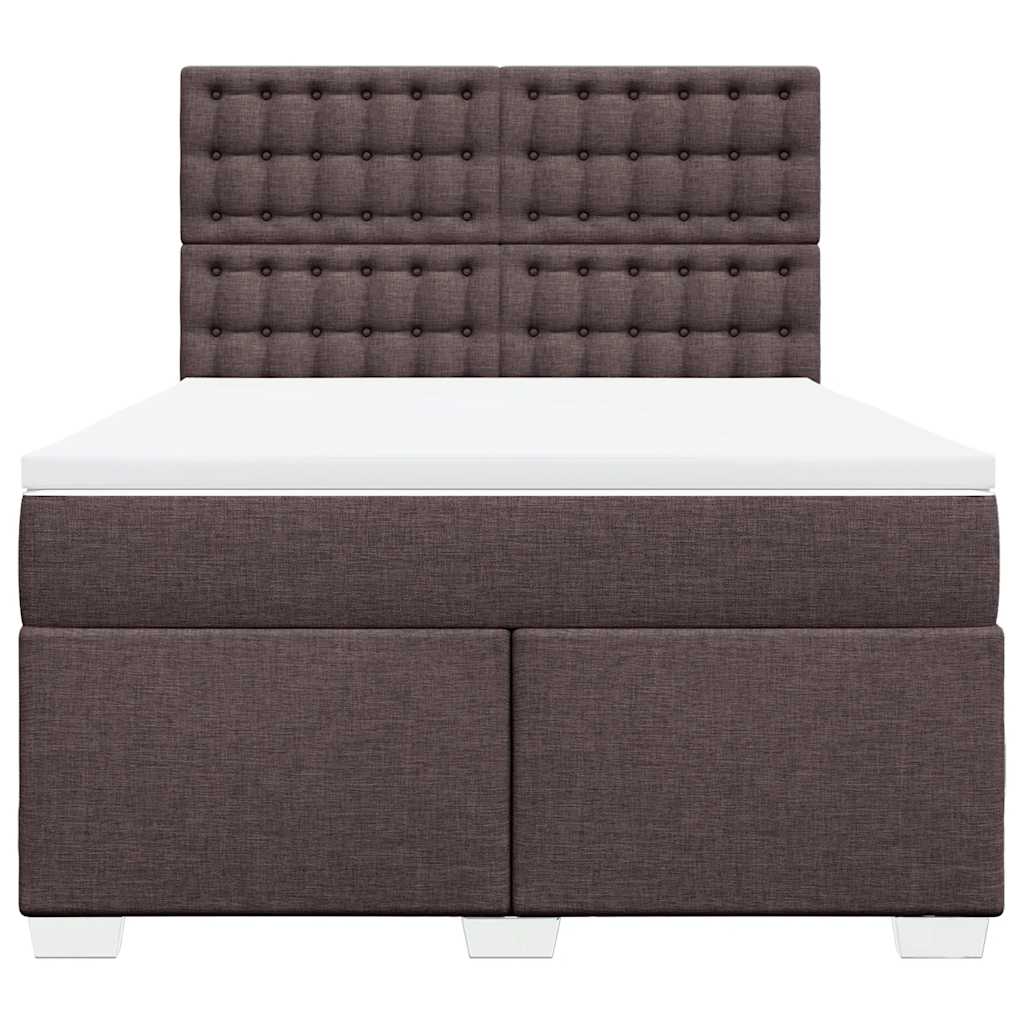 Giroletto a Molle con Materasso Marrone Scuro 140x190cm Tessuto