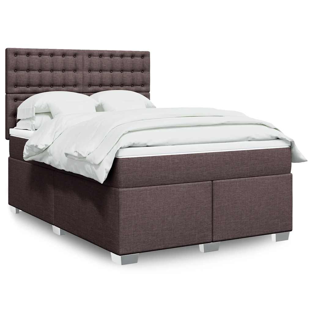Giroletto a Molle con Materasso Marrone Scuro 140x190cm Tessuto | homemem39