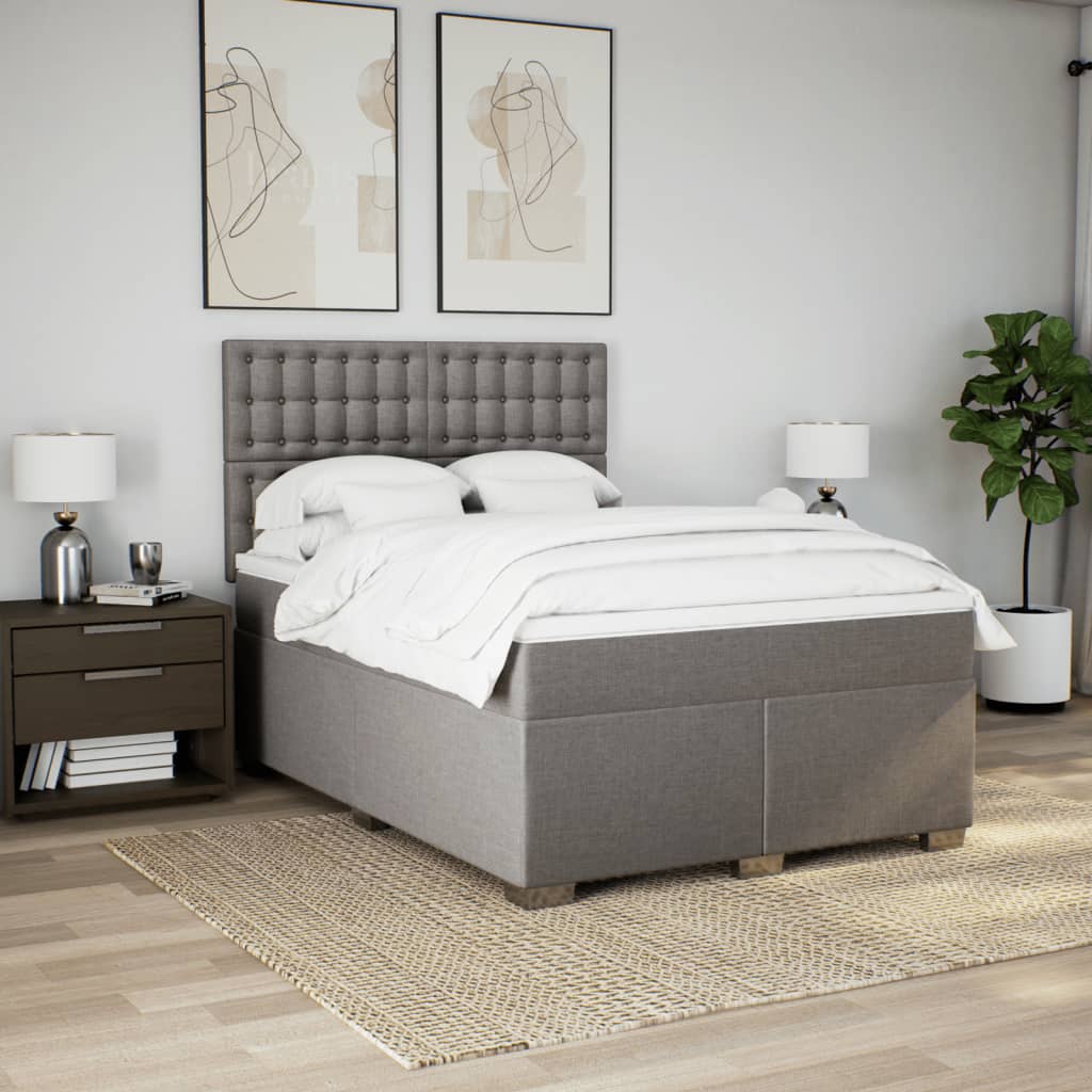 Giroletto a Molle con Materasso Tortora 140x190 cm in Tessuto