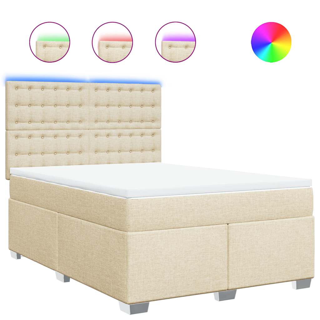 Giroletto a Molle con Materasso Crema 140x19 cm in Tessuto | homemem39