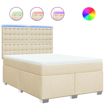 Giroletto a Molle con Materasso Crema 140x19 cm in Tessuto | homemem39