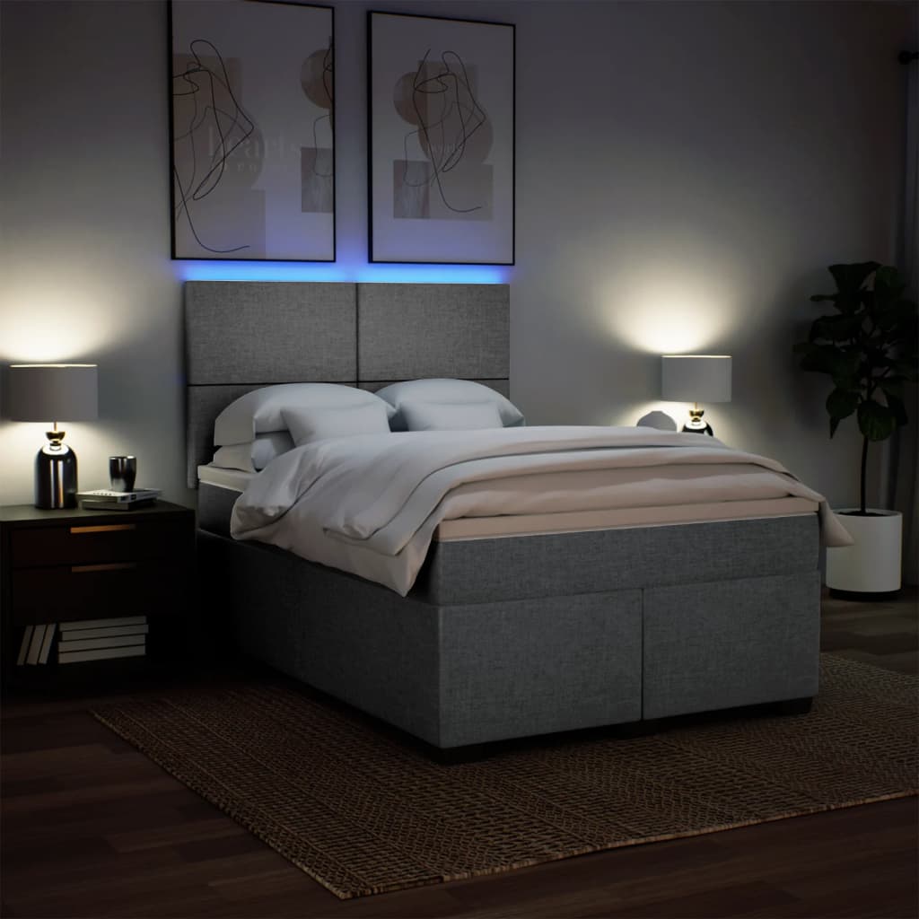 Giroletto a Molle con Materasso Grigio Chiaro 140x200cm Tessuto | homemem39