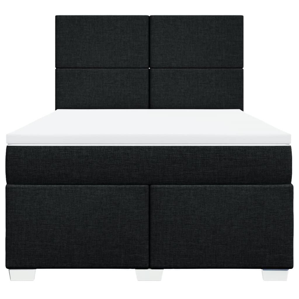 Giroletto a Molle con Materasso Nero 140x200 cm in Tessuto