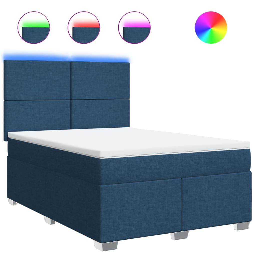 Giroletto a Molle con Materasso Blu 140x200 cm in Tessuto | homemem39