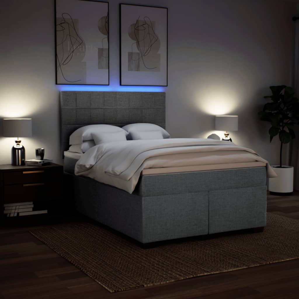 Giroletto a Molle con Materasso Grigio Chiaro 140x200cm Tessuto | homemem39