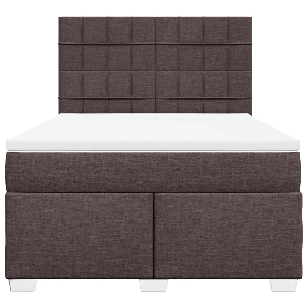 Giroletto a Molle con Materasso Marrone Scuro 140x200cm Tessuto