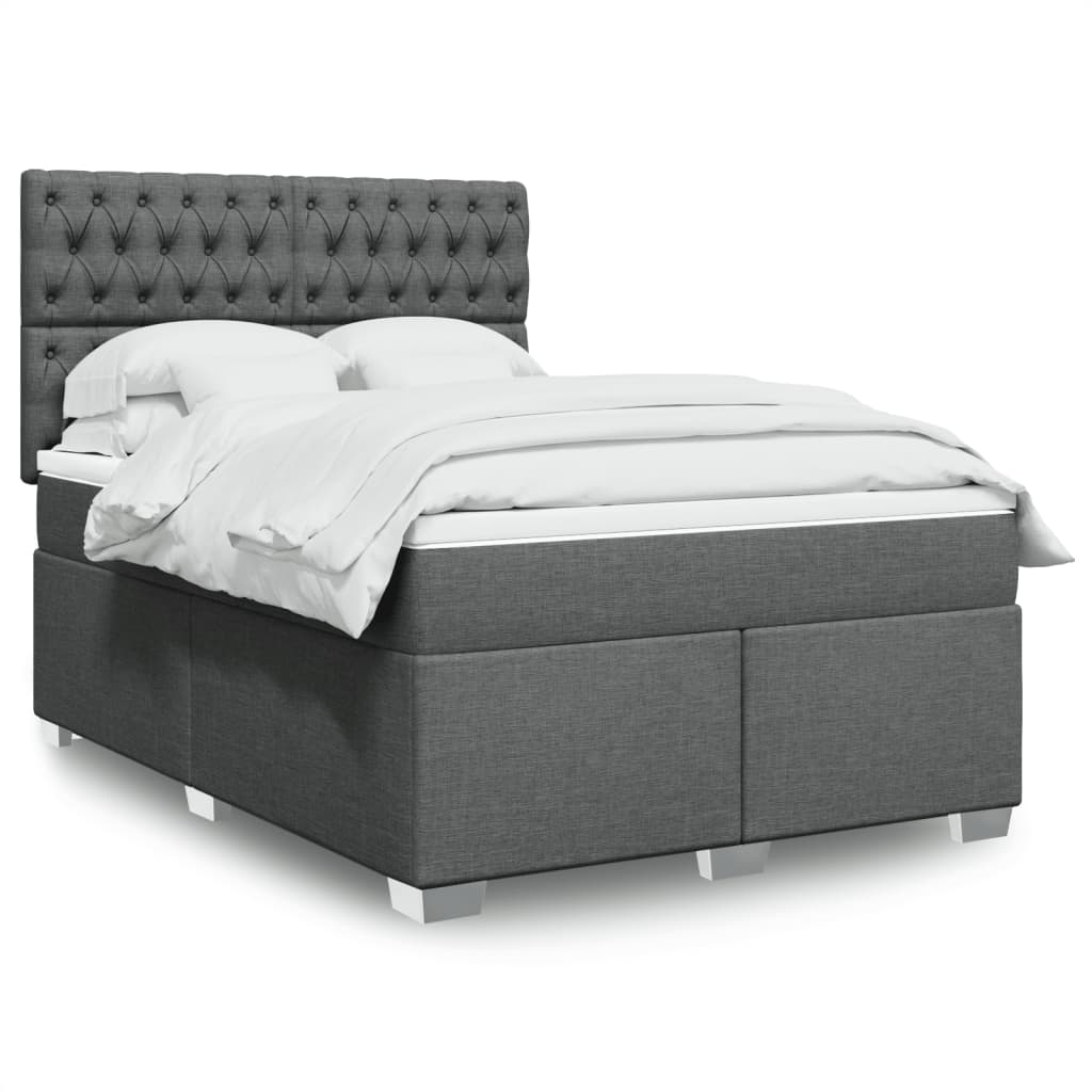 Giroletto a Molle con Materasso Grigio Scuro 140x200cm Tessuto