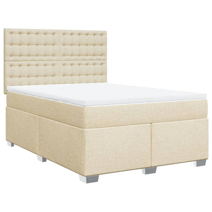 Giroletto a Molle con Materasso Crema 140x200 cm in Tessuto | homemem39