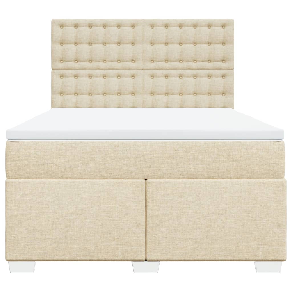 Giroletto a Molle con Materasso Crema 140x200 cm in Tessuto | homemem39
