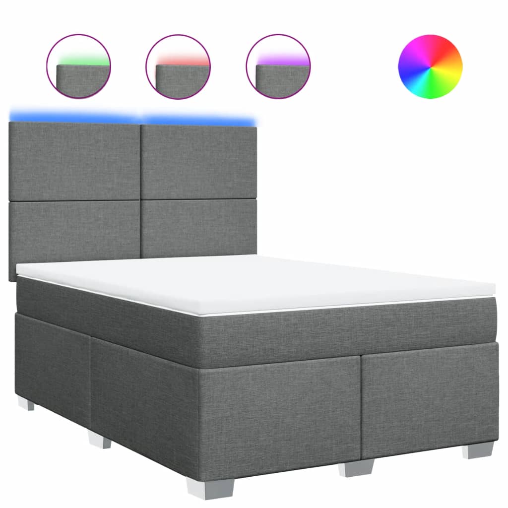 Giroletto a Molle con Materasso Grigio Scuro 160x200 cm Tessuto | homemem39