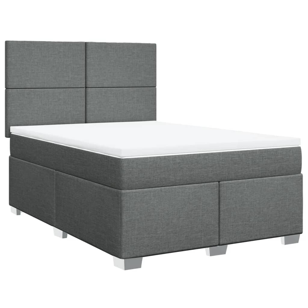 Giroletto a Molle con Materasso Grigio Scuro 160x200 cm Tessuto