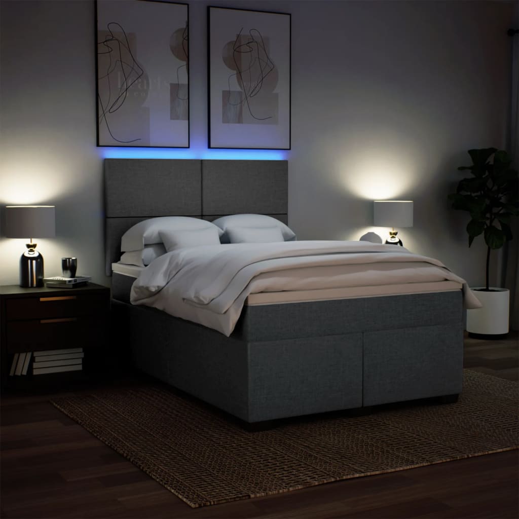 Giroletto a Molle con Materasso Grigio Scuro 160x200 cm Tessuto | homemem39