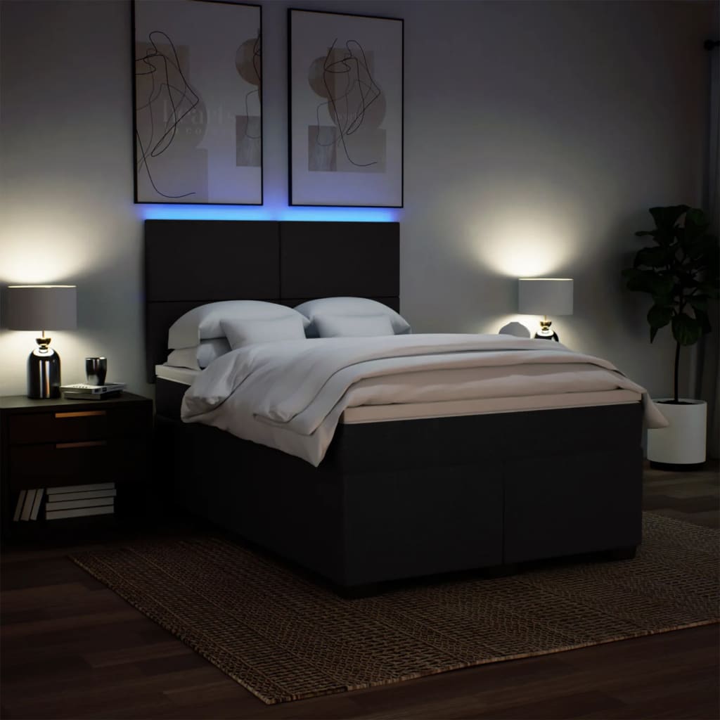 Giroletto a Molle con Materasso Nero 160x200 cm in Tessuto | homemem39