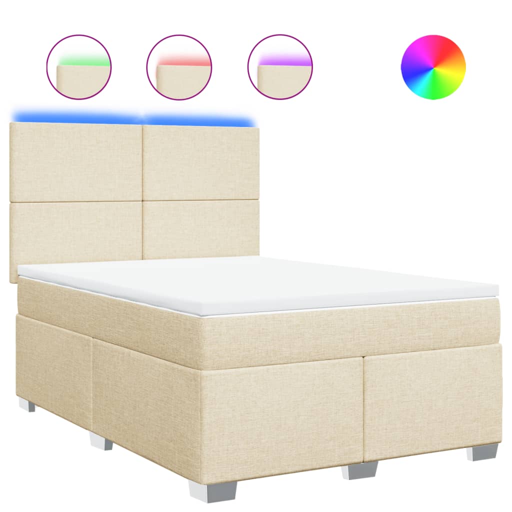 Giroletto a Molle con Materasso Crema 160x200 cm in Tessuto | homemem39