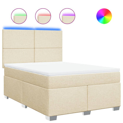 Giroletto a Molle con Materasso Crema 160x200 cm in Tessuto | homemem39