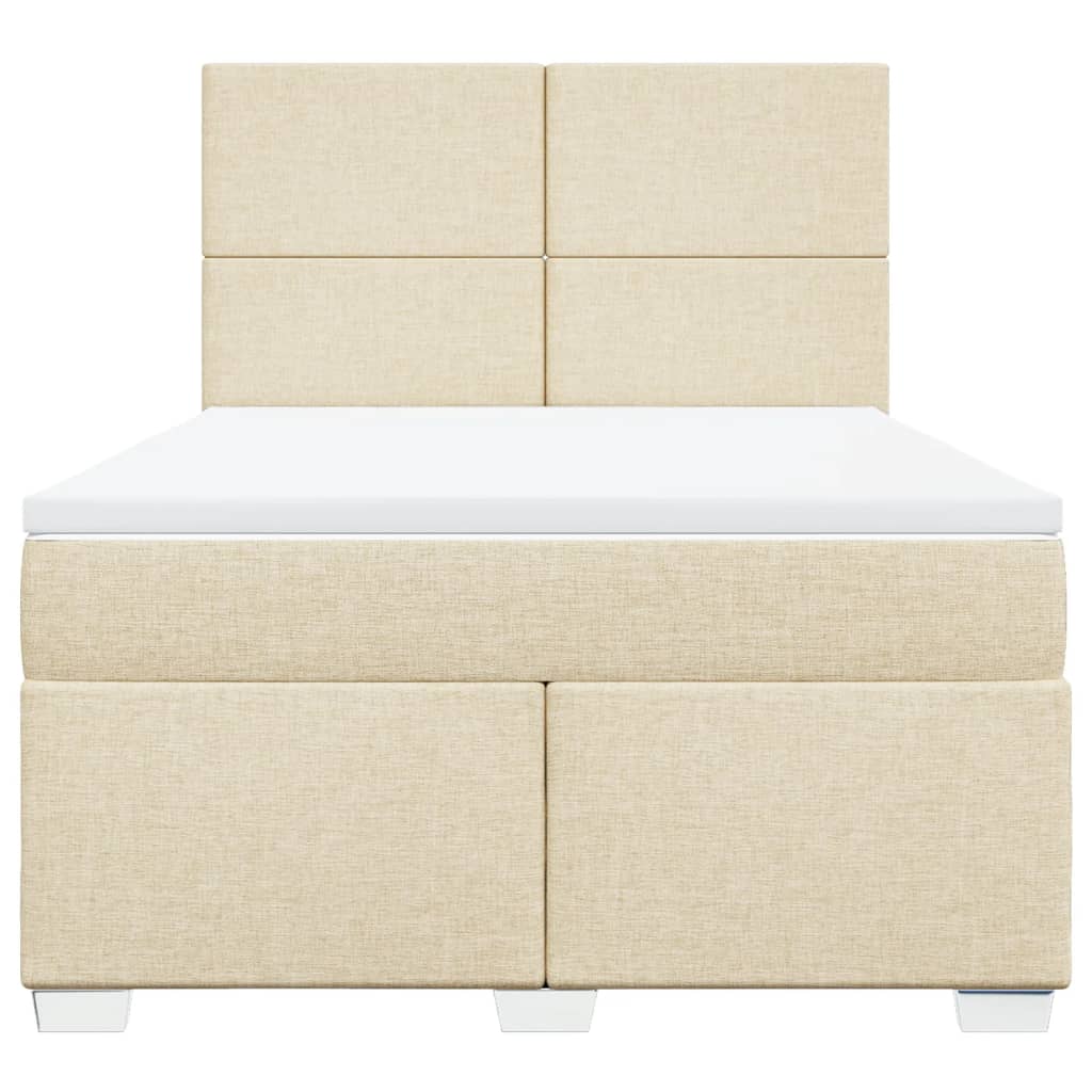 Giroletto a Molle con Materasso Crema 160x200 cm in Tessuto | homemem39